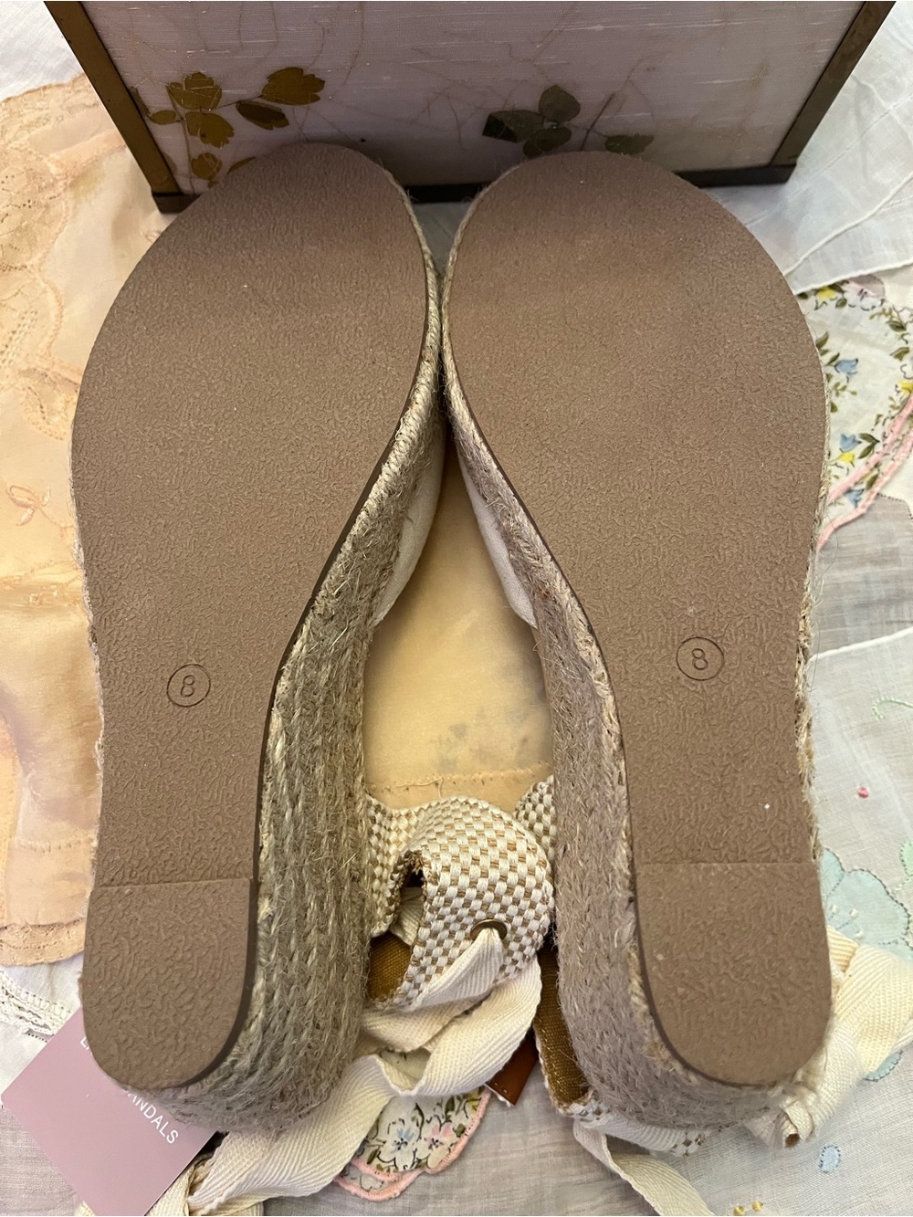 Serra Cream Canvas Espadrille Wedges with Ankle Wrap - Picture 5 of 6